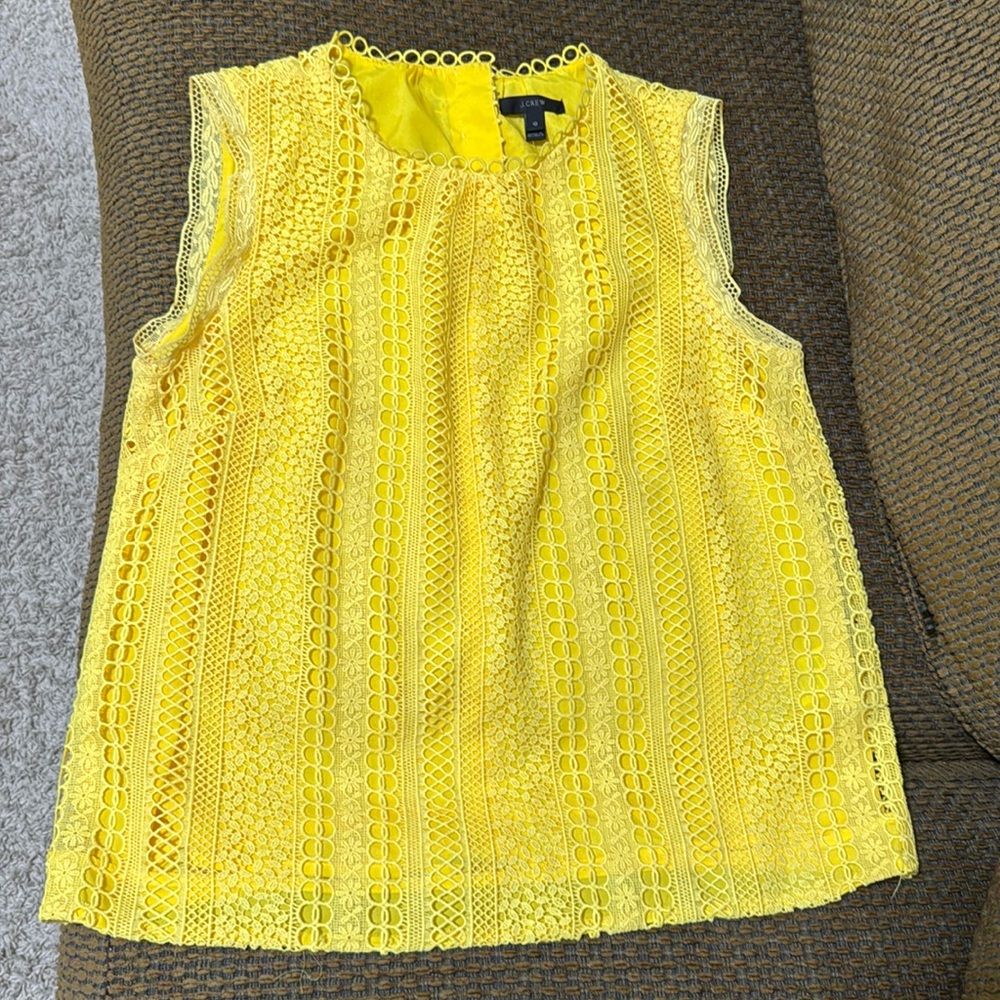J. CREW Crochet Sleeveless Blouse Yellow Size 10